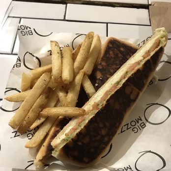 Big Mozz - Caprese pesto sandwich with side of fries - Food Stands Near Me - New York, New York Big Mozz - Caprese pesto sandwich with side of fries - Food Stands Near Me - New York, New York