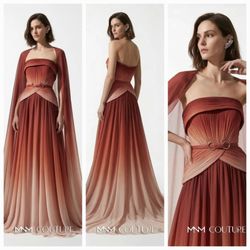 COUTURE SHOP LA - #E0153 This exquisite A-line gown pairs the airy, graceful movement of premium chiffon with a regal empire waistline that flatters beautiful