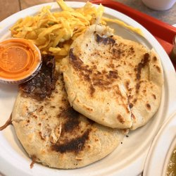 Jacalito Grill - Pupusas Top is bean and cheese, bottom is pork and beans