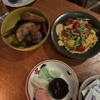 Fish Cheeks - Corn Salad and Wings  Complimentary Crackers - Seafood Near Me - New York, New York