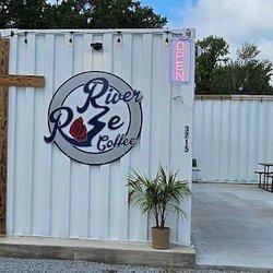 The Coffee Cone - Shipping container building containing The Coffee Cone, a.k.a. River Rose Coffee