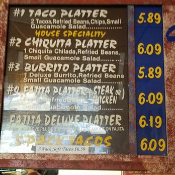 Chiquita's - a menu for the restaurant - Mexican Near Me - Mena, Arkansas Chiquita's - a menu for the restaurant - Mexican Near Me - Mena, Arkansas
