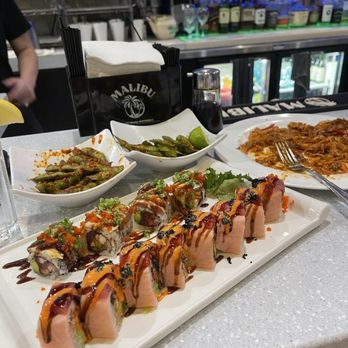 Hana - Banzai & Sakura roll with pad thai & spicy edamame - Sushi Bars Near Me - Gainesville, Florida Hana - Banzai & Sakura roll with pad thai & spicy edamame - Sushi Bars Near Me - Gainesville, Florida