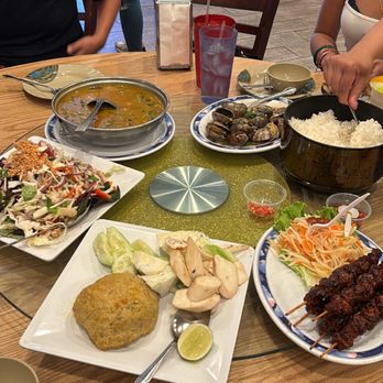 Hak Heang Restaurant - Combo B 39. Beef Stick on Steamed Rice, Chicken Salad, Prahok Steamed, hot and sour beef soup and clams. - Cambodian Near Me - Long Beach, California Hak Heang Restaurant - Combo B 39. Beef Stick on Steamed Rice, Chicken Salad, Prahok Steamed, hot and sour beef soup and clams. - Cambodian Near Me - Long Beach, California