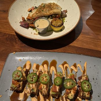 Lazy Dog Restaurant & Bar - Protein seabass & crispy rice tuna - Comfort Food Near Me - Folsom, California Lazy Dog Restaurant & Bar - Protein seabass & crispy rice tuna - Comfort Food Near Me - Folsom, California