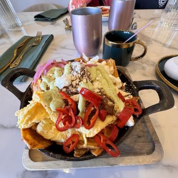 Sugar and Scribe - Blazin' Chilaquiles Skillet - Bakeries Near Me - La Jolla, California Sugar and Scribe - Blazin' Chilaquiles Skillet - Bakeries Near Me - La Jolla, California