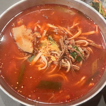 Tofu Plus - Hand cut noodles with spicy beef - Korean Near Me - Cupertino, California Tofu Plus - Hand cut noodles with spicy beef - Korean Near Me - Cupertino, California