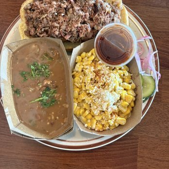 South Barbecue - pulled P with beans n elote - Barbeque Near Me - San Antonio, Texas South Barbecue - pulled P with beans n elote - Barbeque Near Me - San Antonio, Texas