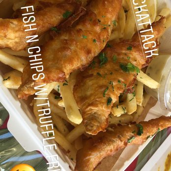 OlenaHi - Fish n Chips; Truffle fries - Salad Near Me - Honolulu, Hawaii