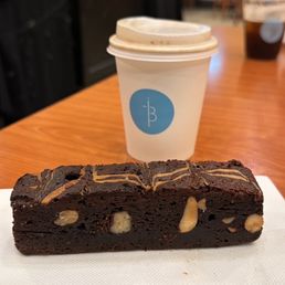 Flat White and Peanut Butter Brownie