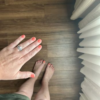 Bliss Nail Spa - Dip color #100 on nails, darker coral on toes - Nail Salons Near Me - Flower Mound, Texas Bliss Nail Spa - Dip color #100 on nails, darker coral on toes - Nail Salons Near Me - Flower Mound, Texas