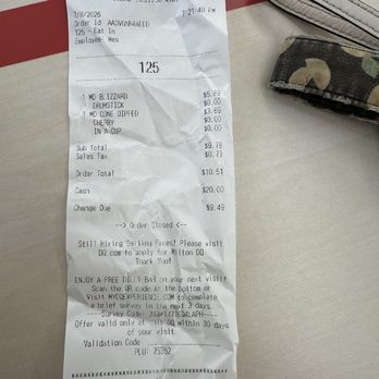 Dairy Queen Grill & Chill - Receipt - Ice Cream & Frozen Yogurt Near Me - Silver Springs, Florida