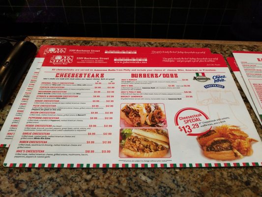 Menu photo 3 Jake's Steaks San Francisco, CA Menu photo 3 Jake's Steaks San Francisco, CA