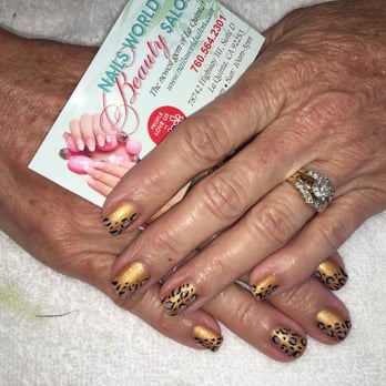 Nails World - Jacklyn did a beautiful leopard print design, covering one whole nail and the edges of the others. - Nail Salons Near Me - La Quinta, California