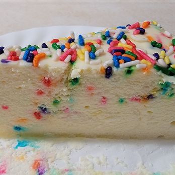 Just Say Cheesecake - Funfetti Cheesecake slice: Perfect consistency! - Bakeries Near Me - North Tonawanda, New York Just Say Cheesecake - Funfetti Cheesecake slice: Perfect consistency! - Bakeries Near Me - North Tonawanda, New York