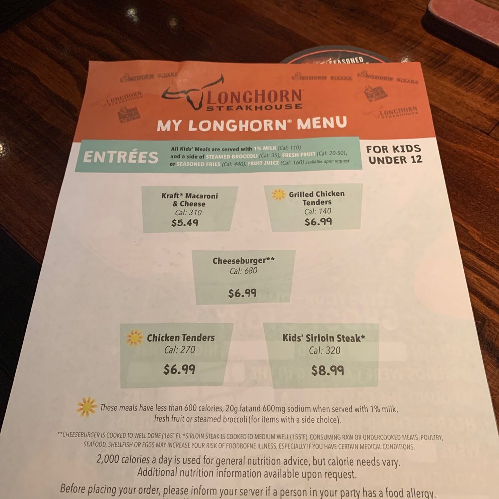 Kids menu Kids menu