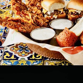 Chili's - Tripple Dipper with Fried Mozzarella, Sliders, and Nashville Hot Chicken Crispers - American Near Me - Burlington, North Carolina Chili's - Tripple Dipper with Fried Mozzarella, Sliders, and Nashville Hot Chicken Crispers - American Near Me - Burlington, North Carolina