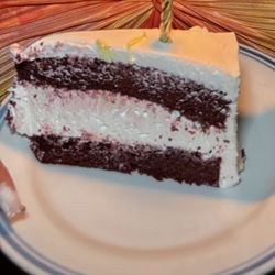 Pasticceria La Torre - 9 inch red velvet cake with way too much buttercream frosting. Gross