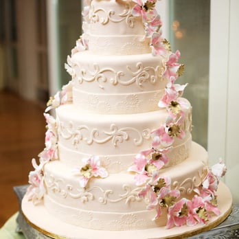 Master Sweets - a white wedding cake with pink flowers - Candy Stores Near Me - Brooklyn, New York