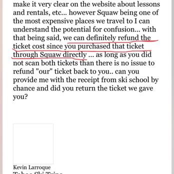 Tahoe Ski Trips - Was completely ghosted by Kevin after he said he would refund me the extra lift ticket. - Ski Resorts Near Me - Pacheco, California