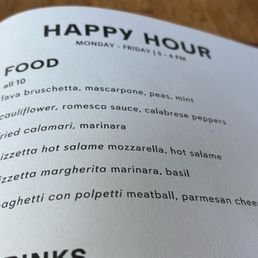 Happy hour menu Happy hour menu
