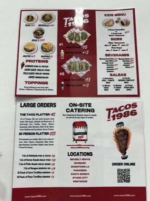 Menu photo 4 Tacos 1986 Los Angeles, CA Menu photo 4 Tacos 1986 Los Angeles, CA