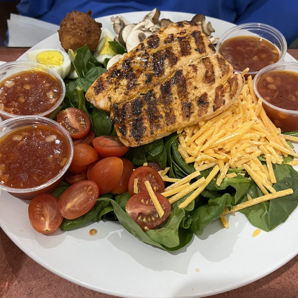 Jim Shaw's Restaurant - Spinach salad w/ Salmon! - Seafood Near Me - Macon, Georgia Jim Shaw's Restaurant - Spinach salad w/ Salmon! - Seafood Near Me - Macon, Georgia