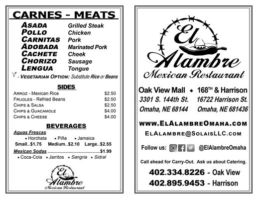 Menu photo 3 El Alambre Mexican Restaurant - Millard Omaha, NE