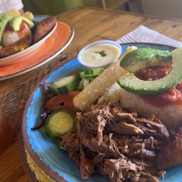 The special.  Ropa vieja with yuca fries and fried bananas , avocado , rice, beans and salad.  $16.50.