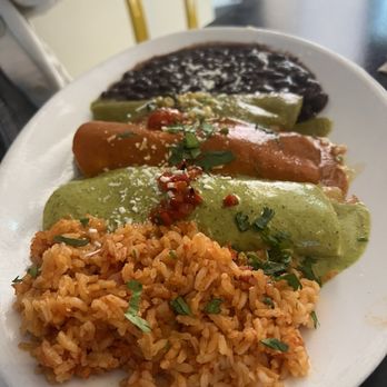 Cha Cha's Latin Kitchen - Three Enchilada Combination - Mexican Near Me - Irvine, California Cha Cha's Latin Kitchen - Three Enchilada Combination - Mexican Near Me - Irvine, California