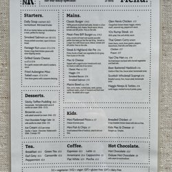Glen Nevis Restaurant - Menu