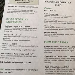 Wahconah Country Club - Menu