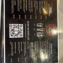 Cocktail menu Cocktail menu