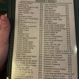 Whiskey menu