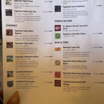 Paperback Brewing - It's a menu! - Breweries Near Me - Glendale, California
