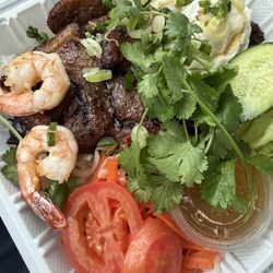 La Que - - - Grilled Pork Chop, Shrimp, & Fried Egg