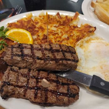 Flappy Jack's Pancake House - Tri-tip with extra crispy hash browns and eggs over medium and sourdough toast. Yum-yum!! - Pancakes Near Me - Orange, California Flappy Jack's Pancake House - Tri-tip with extra crispy hash browns and eggs over medium and sourdough toast. Yum-yum!! - Pancakes Near Me - Orange, California