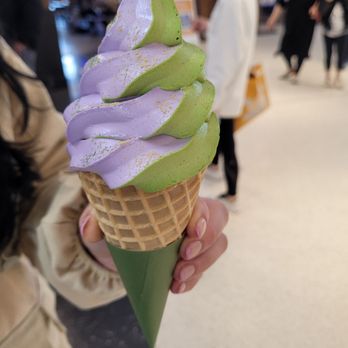 Matcha Cafe Maiko - Ube matcha soft serve on cone - Ice Cream & Frozen Yogurt Near Me - Flushing, New York