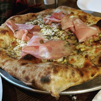 Philomena's - Bianco & Mortadella pizza with mozzarella, pistachio, and mortadella. Outstanding. - Pizza Near Me - Sunnyside, New York