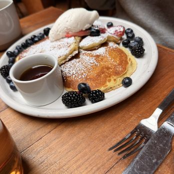Society Cafe - Olive oil pancakes - New American Near Me - New York, New York