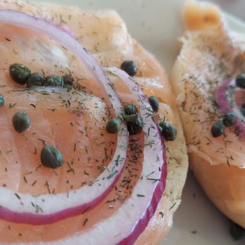 Helen's Restaurant - Bagels and lox, onions, capers and cream cheese. - Breakfast & Brunch Near Me - Machias, Maine Helen's Restaurant - Bagels and lox, onions, capers and cream cheese. - Breakfast & Brunch Near Me - Machias, Maine