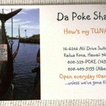 Da Poke Shack - Da Poke Shack business card. - Hawaiian Near Me - Kailua-Kona, Hawaii