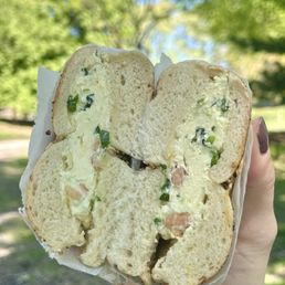 Everything bagel with lox and scallion cream cheese Everything bagel with lox and scallion cream cheese
