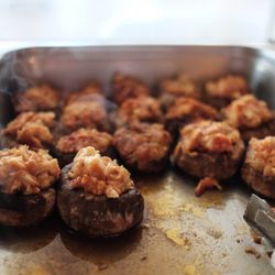 Ray's Catering - Stuffed mushrooms with crab stuffing.