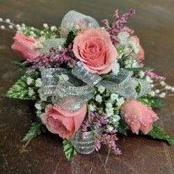 GraceGarden Florist - Pink/Silver Rose Corsage