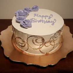 Confections of a Cake - Birthday with edible gold rings and buttercream