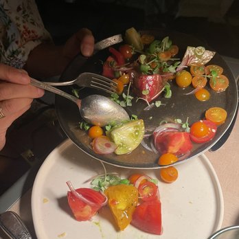 Happy Monkey - Heirloom tomato salad - great tomatoes, but there's too much spice that didn't complement the flavors of tomatoes. - Latin American Near Me - Greenwich, Connecticut