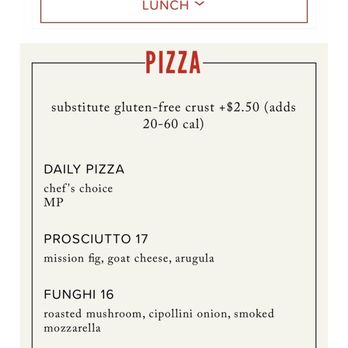 North Italia - Lunch menu - Pizza Near Me - El Segundo, California
