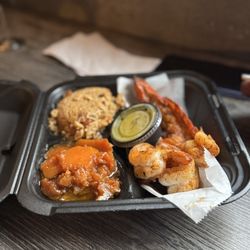 Preeti's PiTT - Lobster and 3 Shrimp Special with 2 Sides (hibachi rice and yams)