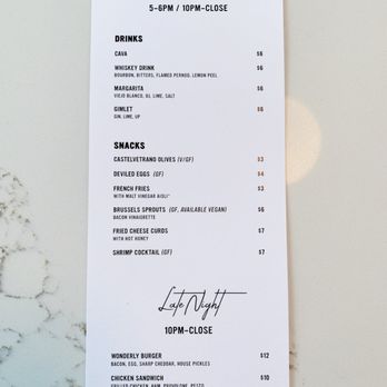 Wonderly - happy hour menu - Cocktail Bars Near Me - Portland, Oregon